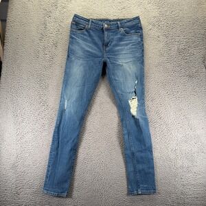 Asos Jeans Mens 34x32 Blue Cotton Denim Skinny Faded Distressed Stretch Workwear